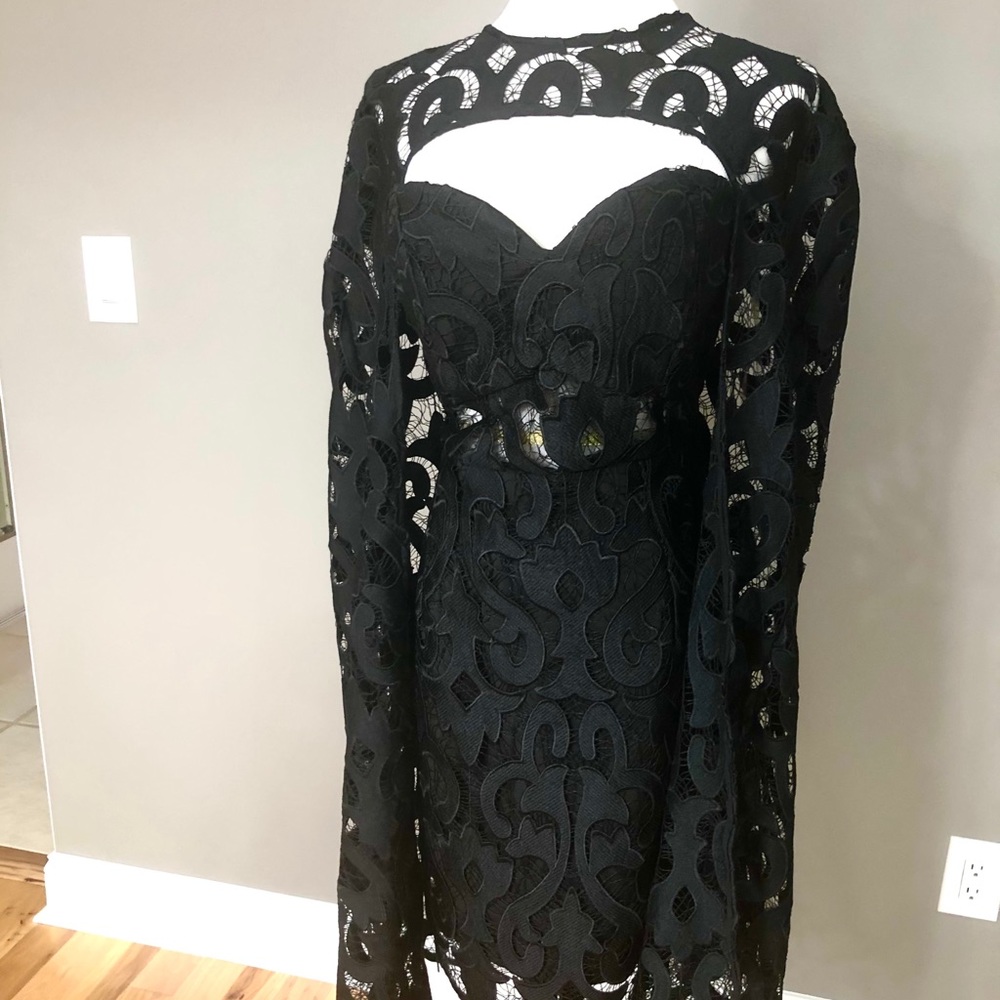 Black lace dress with cape